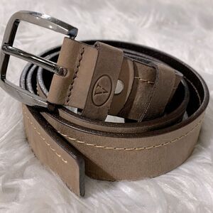 VALENCIA leather belt stitch detail silvertone buckle UNISEX size 38/95